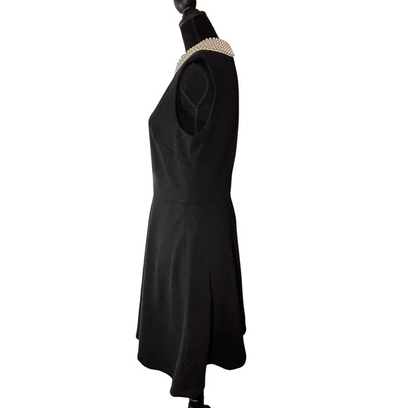Betsey Johnson Black Dress Fit Flare Pearl Collar Party Cocktail‎ Sz 8 - Picture 4 of 11